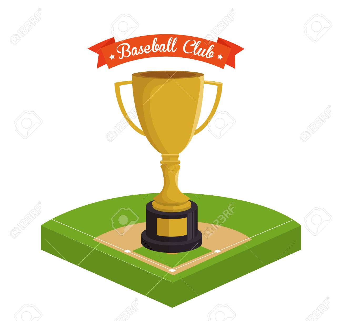 野球トロフィー受賞のアイコン ベクトル イラスト デザインのイラスト素材 ベクタ Image