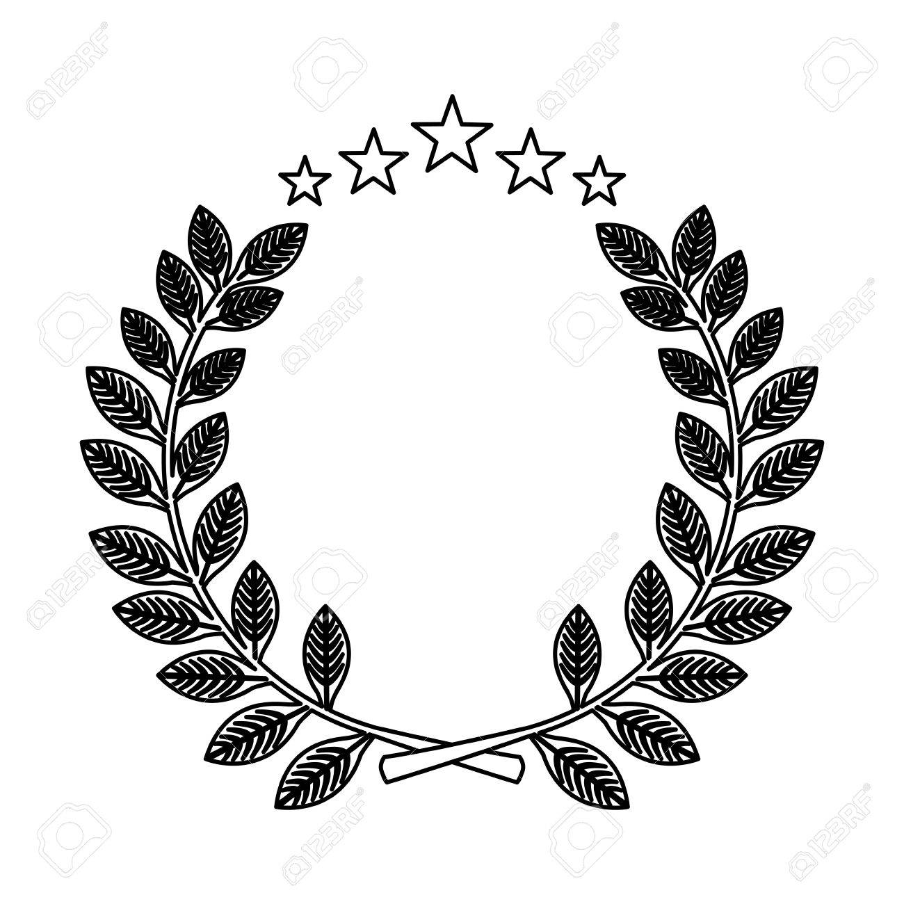 リースの葉の王冠エンブレム ベクトル イラスト デザインのイラスト素材 ベクタ Image