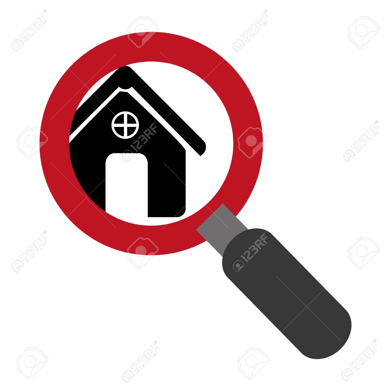 ズーム シルエット家ベクトル イラスト付きの虫眼鏡 のイラスト素材 ベクタ Image