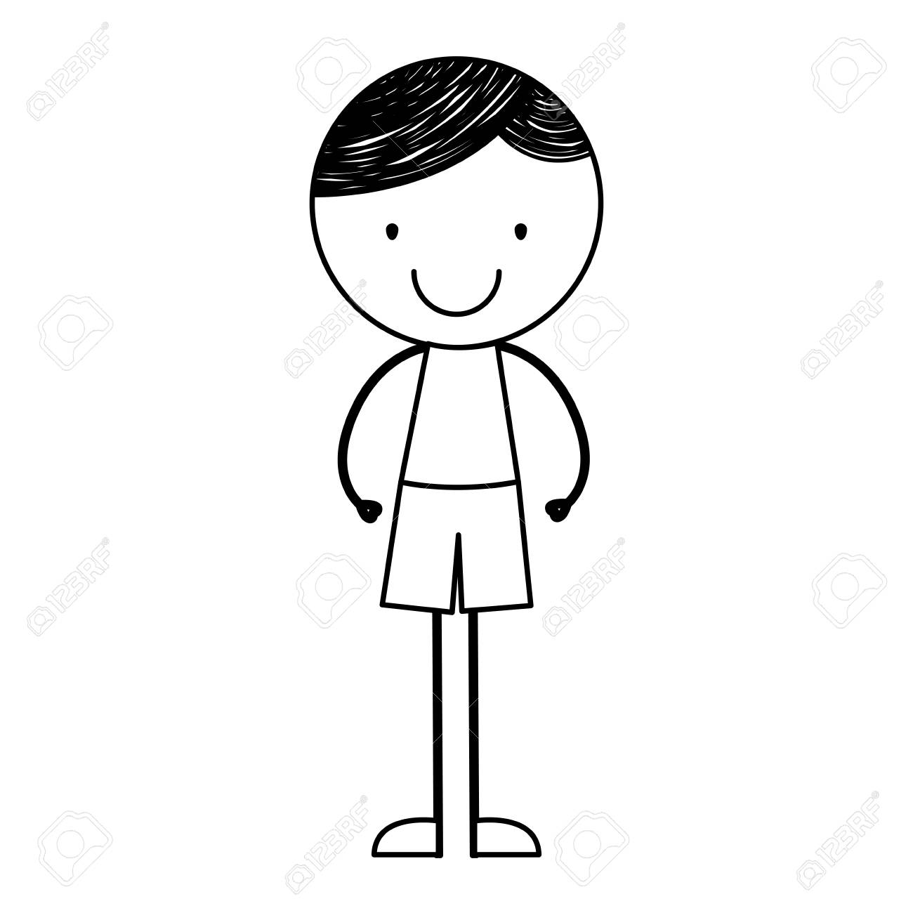 Cute Little Boy Drawing Character Vector Illustration Design ...