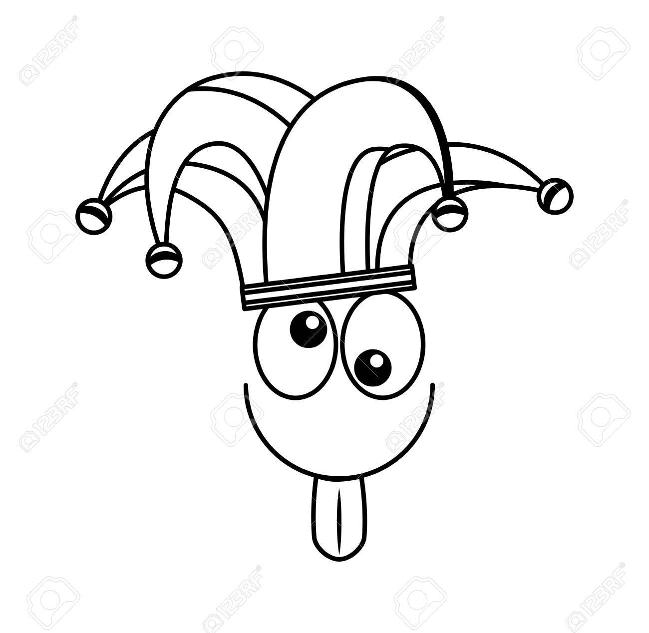 道化師の帽子と狂気の顔アイコン ベクトル イラスト デザインを分離しました のイラスト素材 ベクタ Image