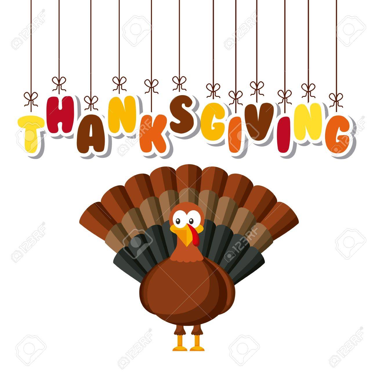 Happy Thanksgiving Card With Cartoon Turkey Icon Colorful Design Vector Illustration Royalty Free Cliparts Vectors And Stock Illustration Image 76548701