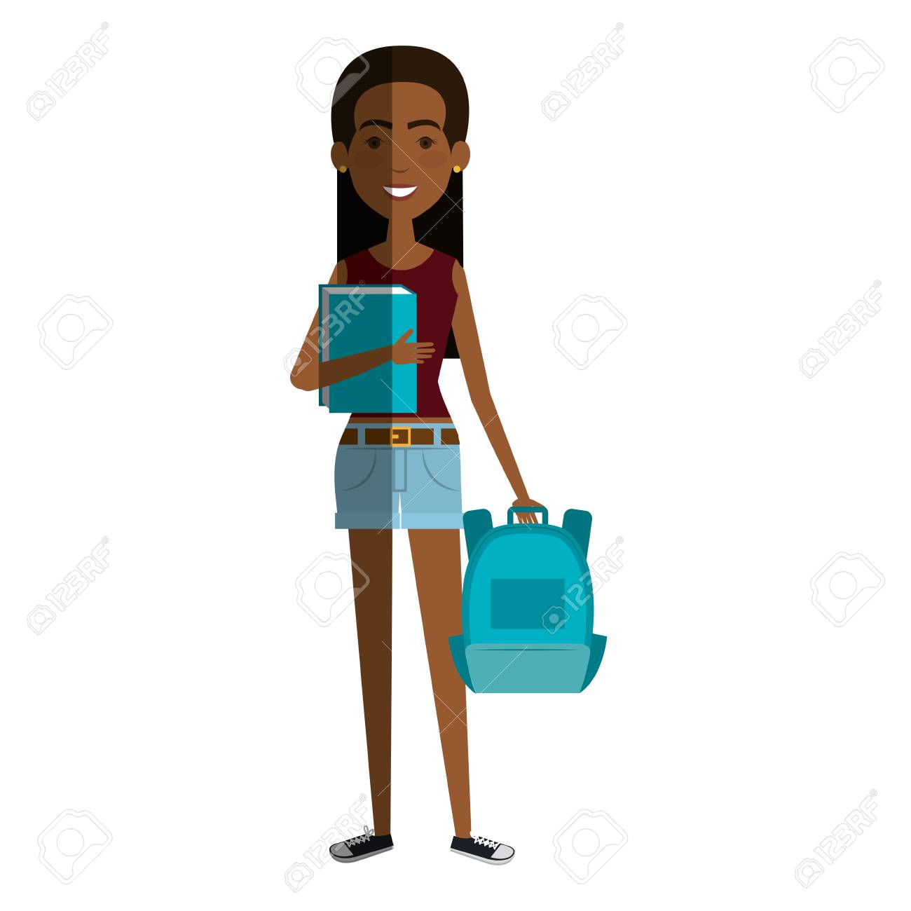 若くて美しい女性学生通学ベクトル イラスト デザインのイラスト素材 ベクタ Image