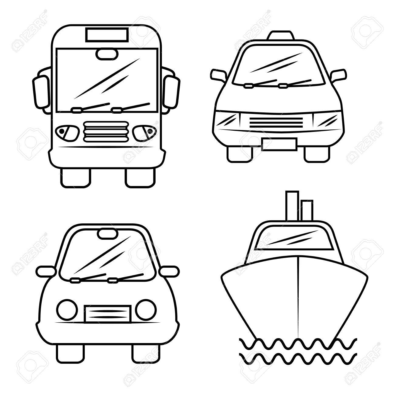 Hand-drawn means of transport over white background. Vector illustration. - 77771988 Hand-drawn means of transport over white background. Vector illustration. - 77771988
