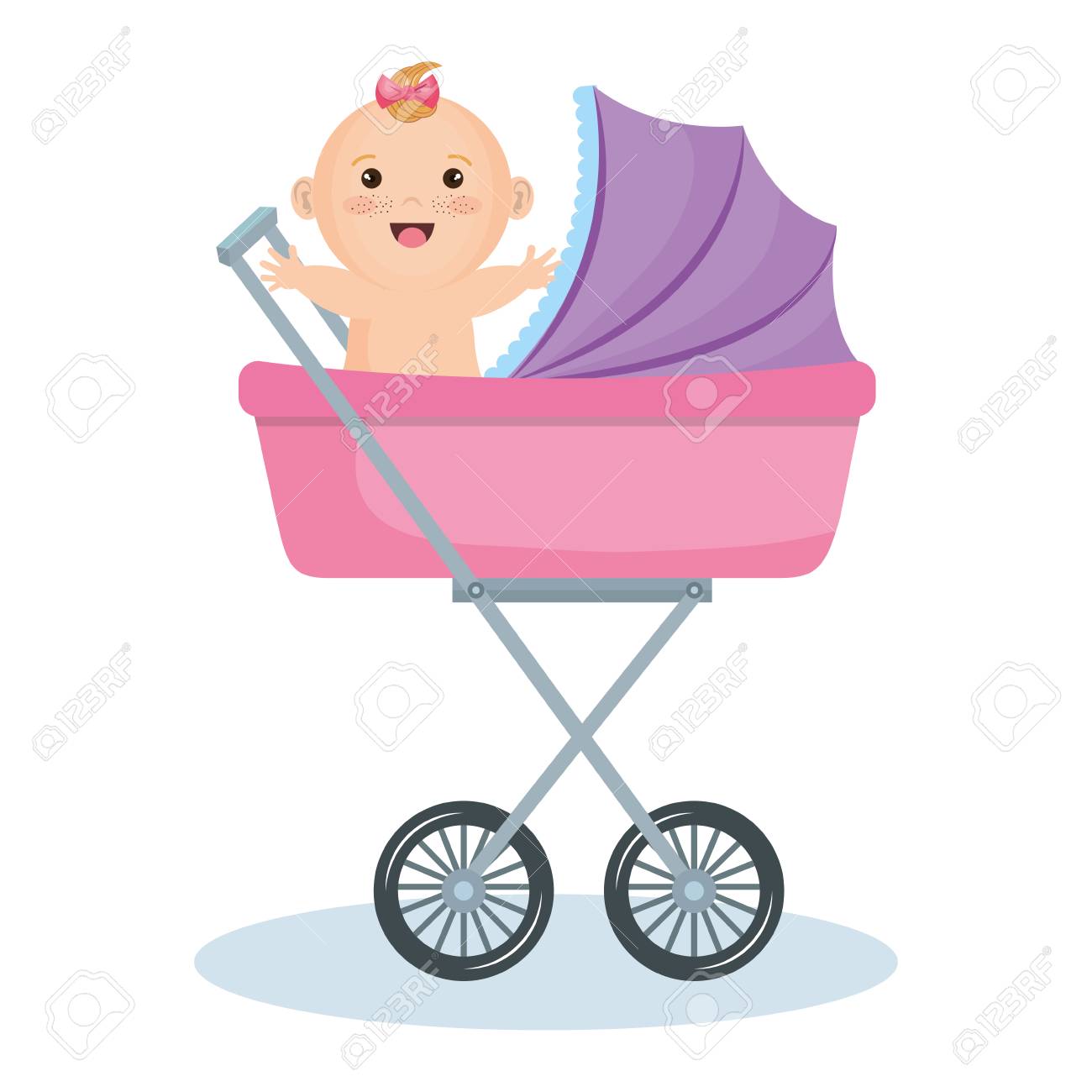 pink and white stroller