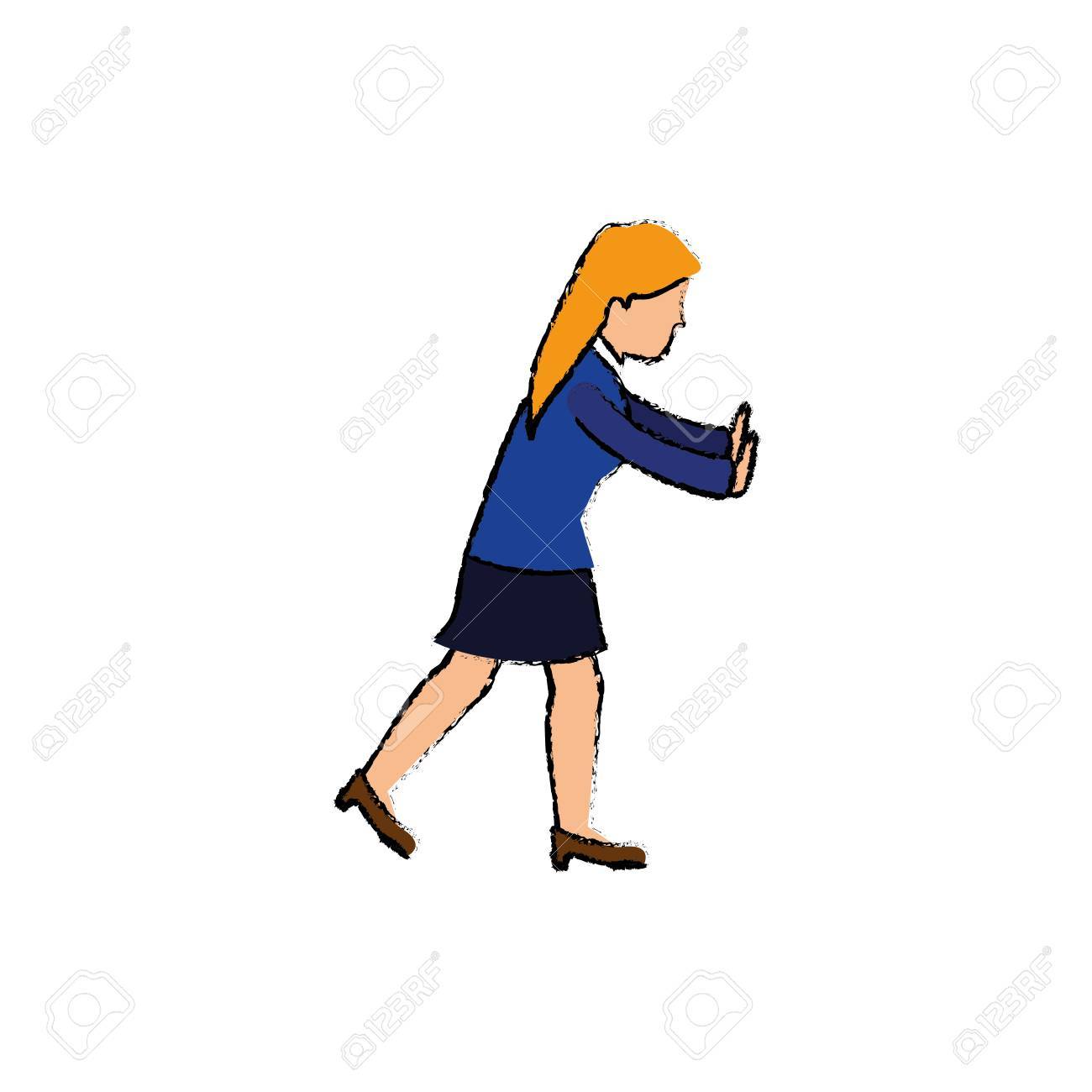 Woman Pushing Cartoon Icon Vector Illustration Graphic Design Royalty Free  SVG, Cliparts, Vectors, and Stock Illustration. Image 77987607., image size:1300x1300