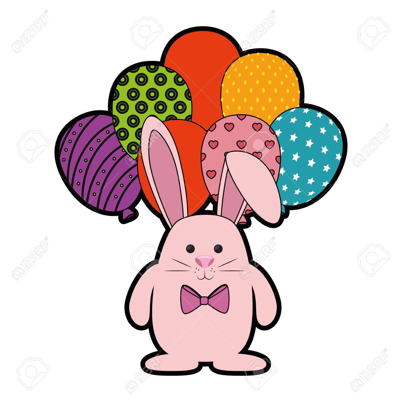 bunny animal balloons vector icon illustration graphic design
