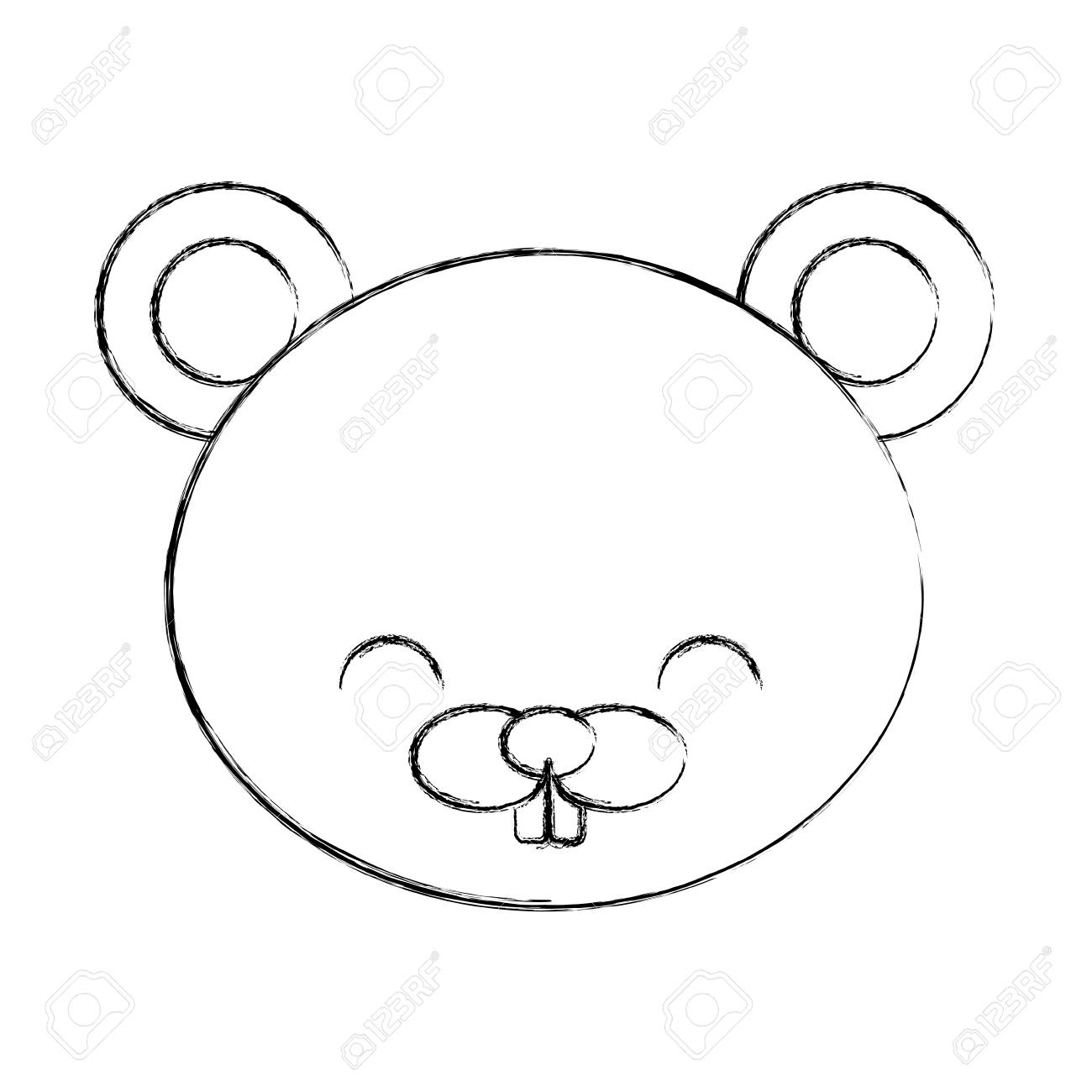 Cute Sketch Draw Beaver Face Cartoon Graphic Design