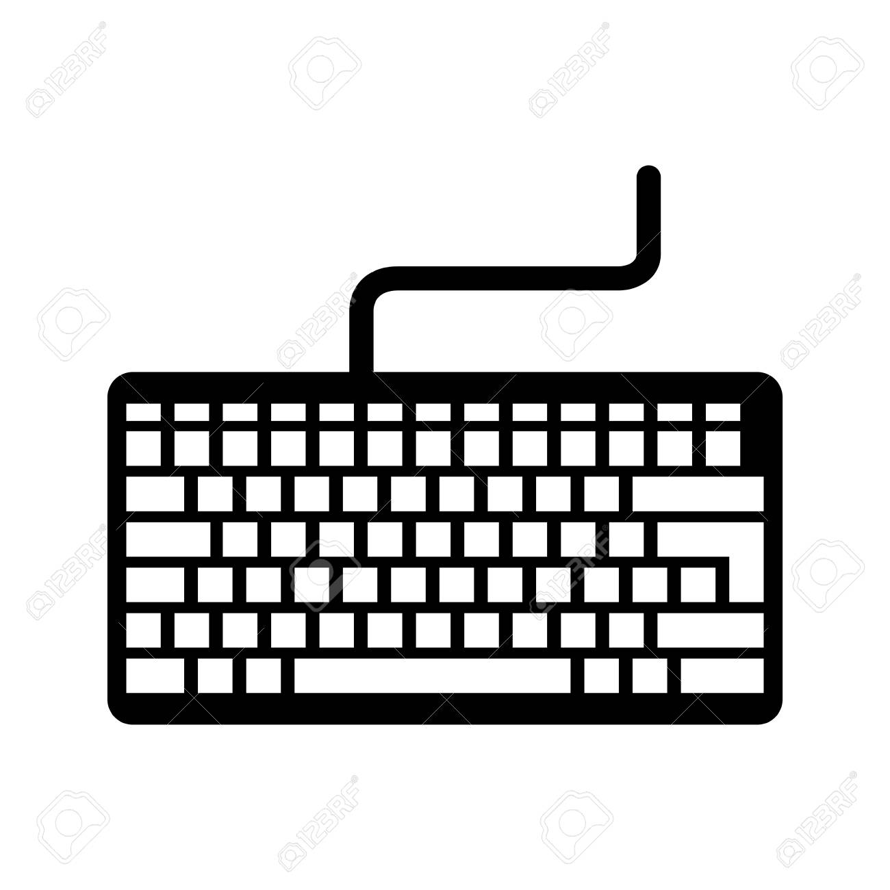 Noir Icône Vecteur Dessin Animé Clavier Conception Graphique Image, clavier, dessin animé, icône. Image, picture