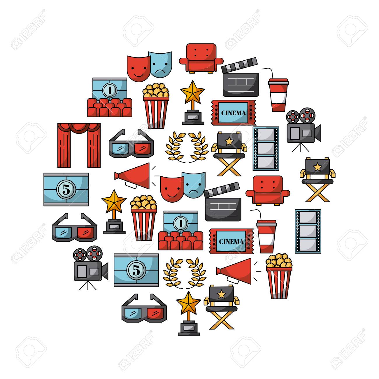 Icons Set Movies And Cinema Vector Icon Illustration Design Graphic Royalty Free Cliparts Vectors And Stock Illustration Image