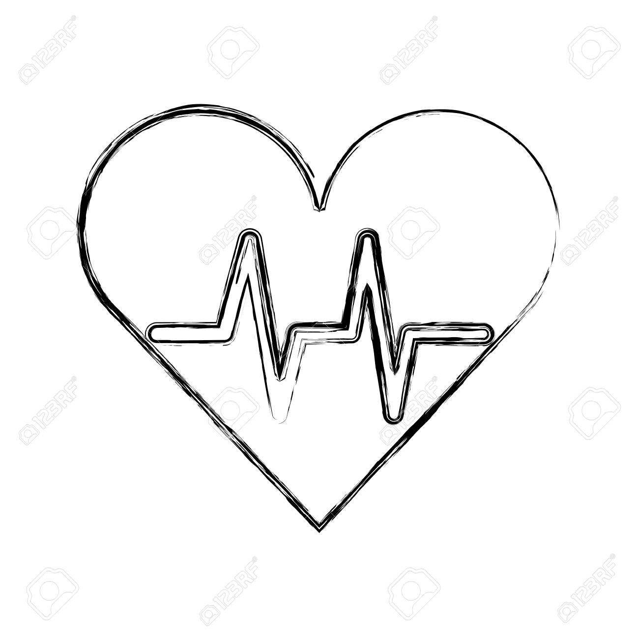 Sketch Draw Heart Beat Pulse Cartooon Vector Graphic Design Royalty Free Cliparts Vectors And Stock Illustration Image 79412913