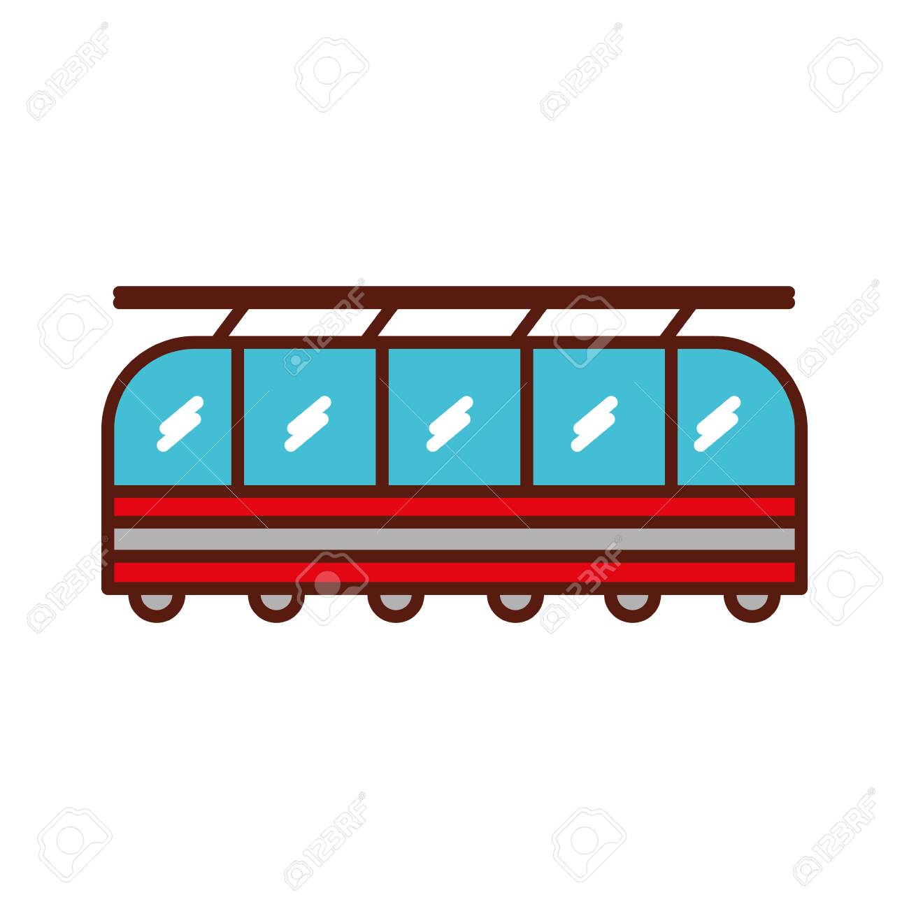 かわいい赤い電車漫画ベクトル グラフィック デザインのイラスト素材 ベクタ Image