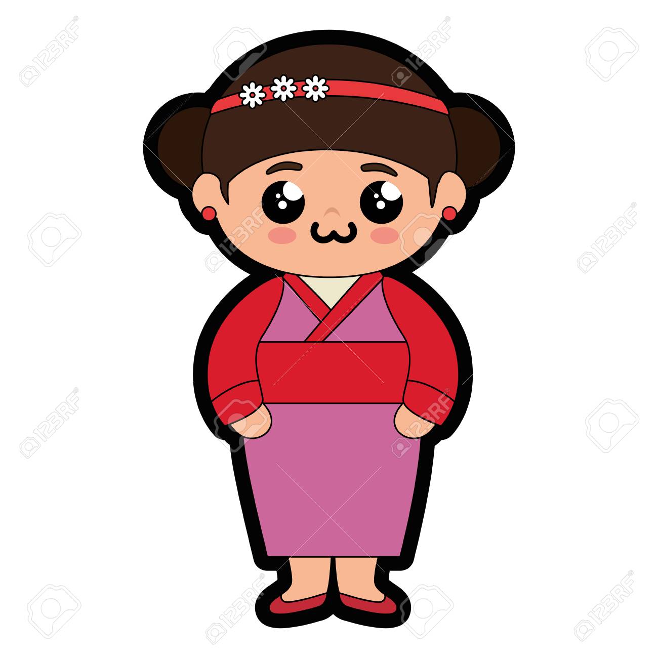 Cute japanese girl cartoon icon vector illustration graphic design - 801919...