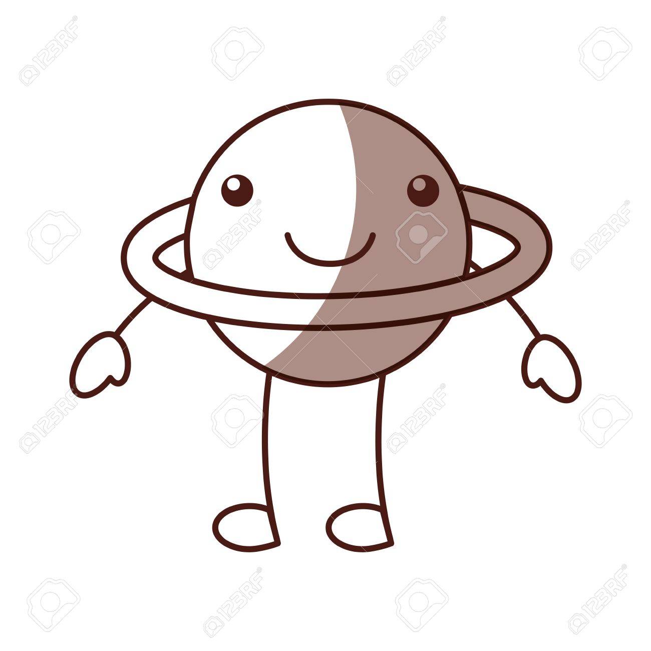 土星の惑星漫画文字ベクトル イラスト デザインかわいい のイラスト素材 ベクタ Image
