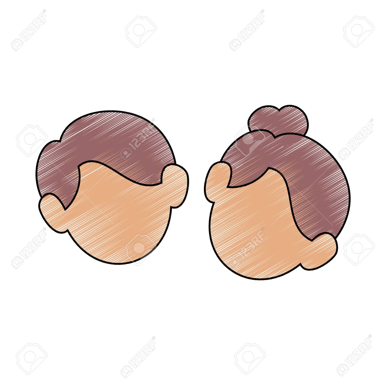 かわいいカップルの顔アイコン ベクトル イラスト グラフィック デザイン のイラスト素材 ベクタ Image