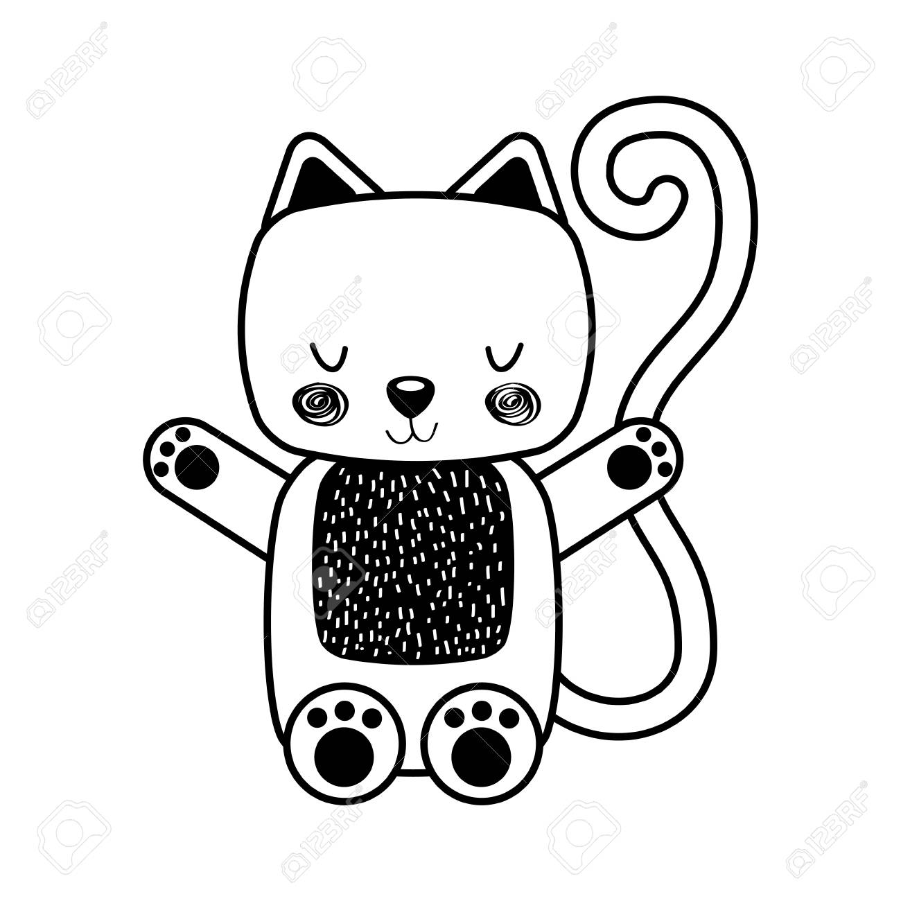 Animal Chat Dessin Animé Icône Illustration Vectorielle Dessin Dessin