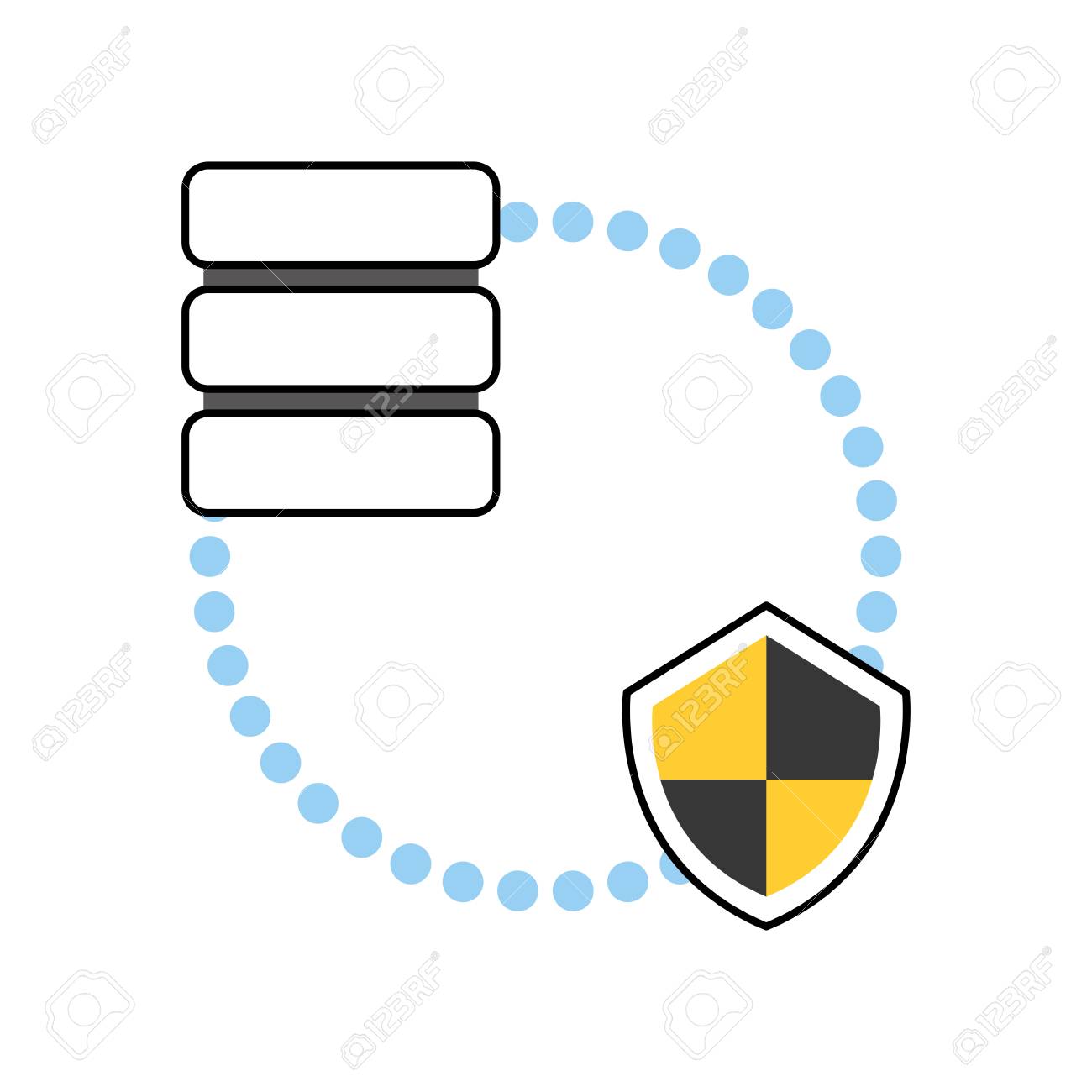 データ センター セキュリティ シールド アイコン ベクトル イラスト デザインを分離しました のイラスト素材 ベクタ Image
