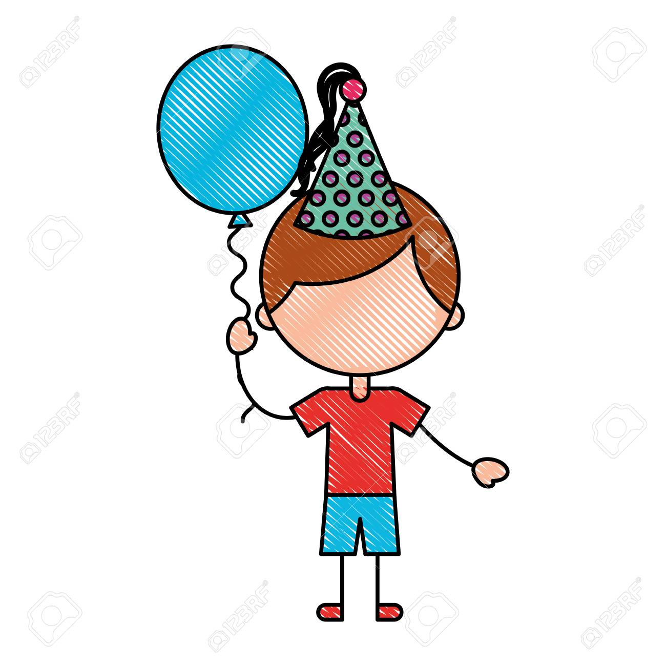 バルーンの空気文字ベクトル イラスト デザインのかわいい男の子のイラスト素材 ベクタ Image