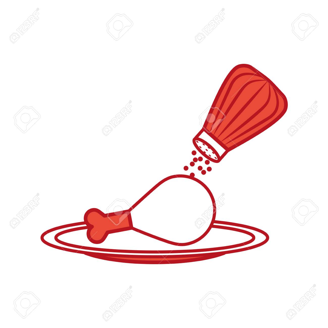 塩シェーカー ベクトル イラスト デザインとおいしい鶏肉のイラスト素材 ベクタ Image