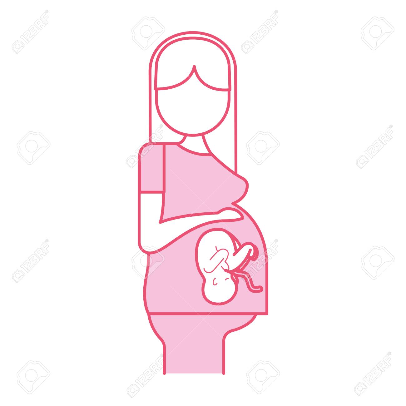 彼女の胎児のベクトル イラスト デザインで妊娠中の女性 のイラスト素材 ベクタ Image