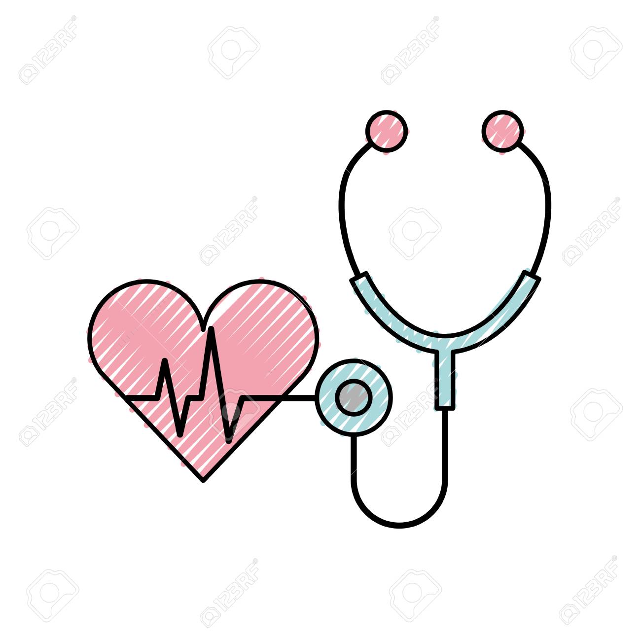 Stethoscope Medical With Heart Vector Illustration Design 免版税剪贴画，向量插图和库存图片.  Image 82032077, image size:1300x1300