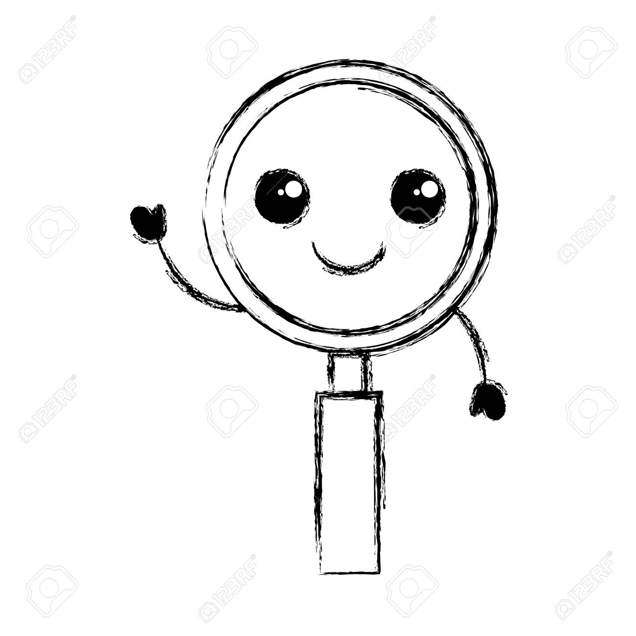 虫眼鏡カワイイ文字ベクトル イラスト デザインを検索します のイラスト素材 ベクタ Image