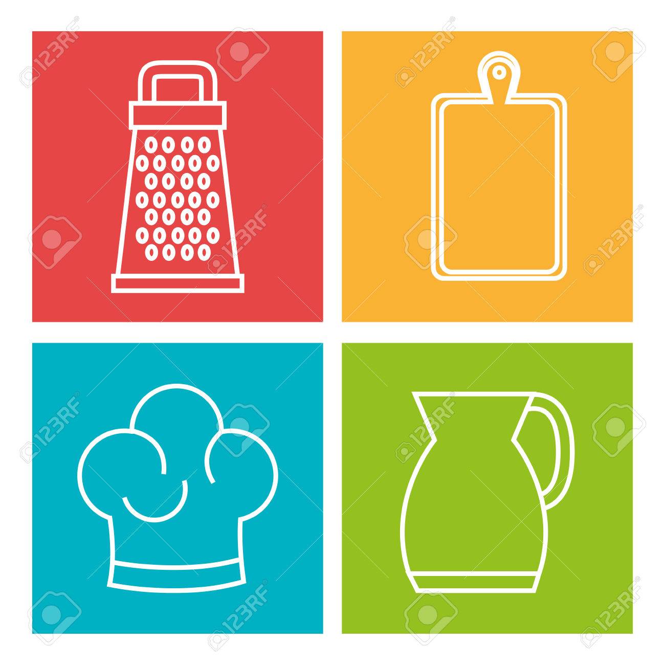 カラフルな背景のベクトル図を手書き食器 のイラスト素材 ベクタ Image 2677