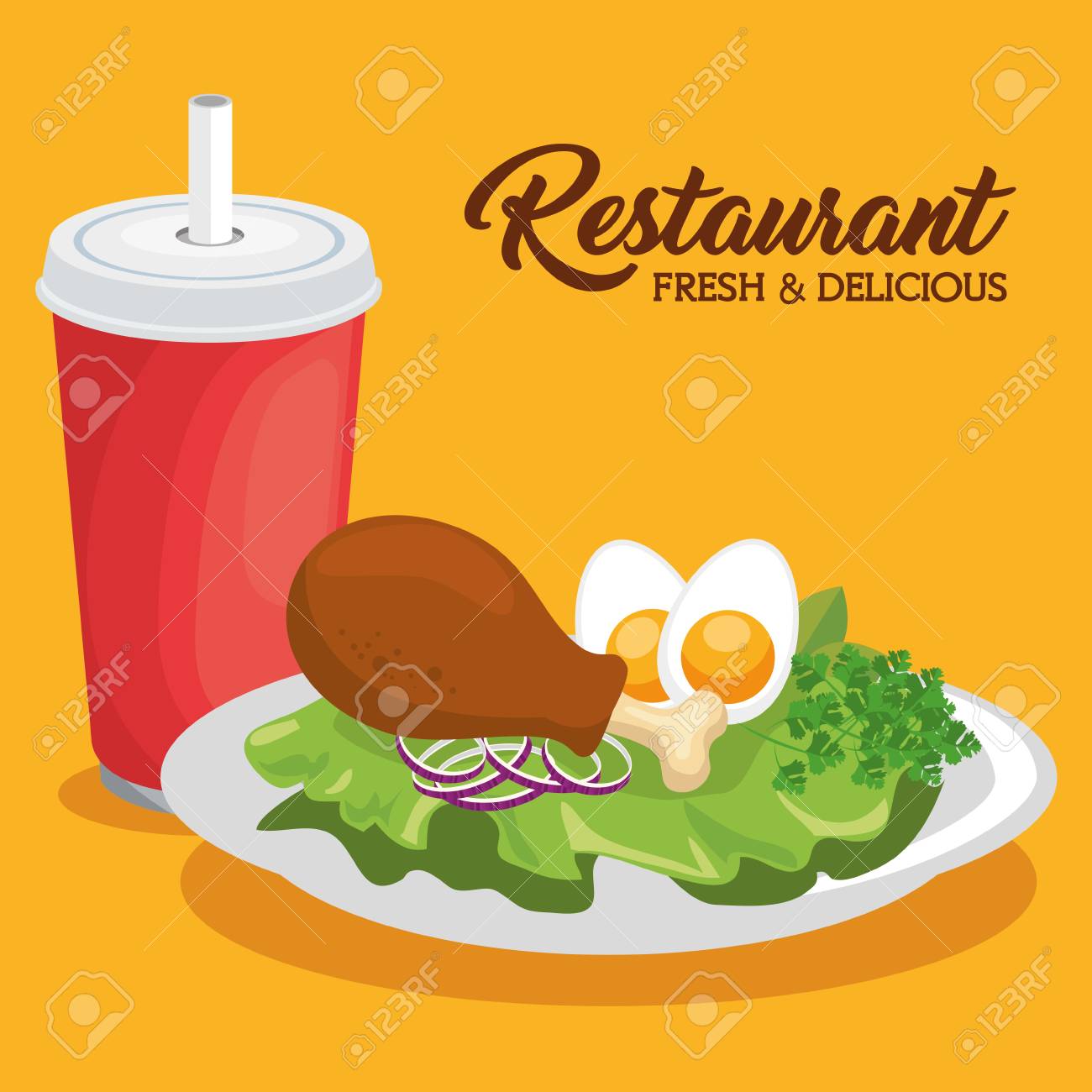 新鮮でおいしいランチ ベクトル イラスト グラフィック デザイン