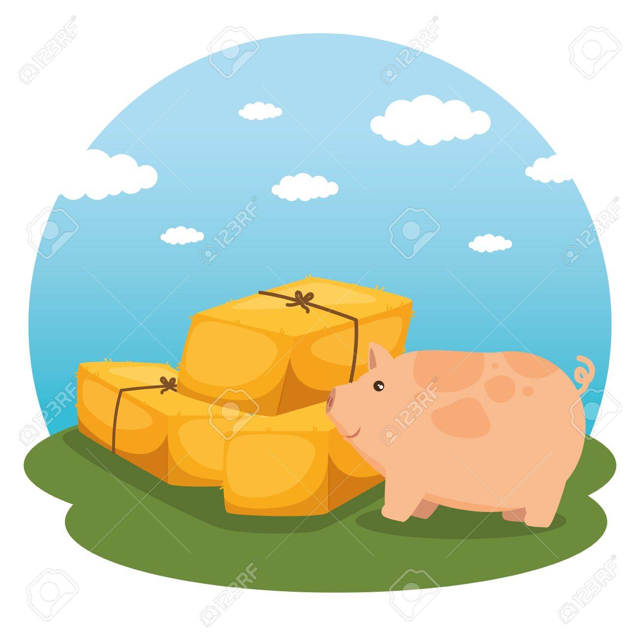 農業と農業の干し草の俵ベクトル イラスト グラフィック デザイン のイラスト素材 ベクタ Image