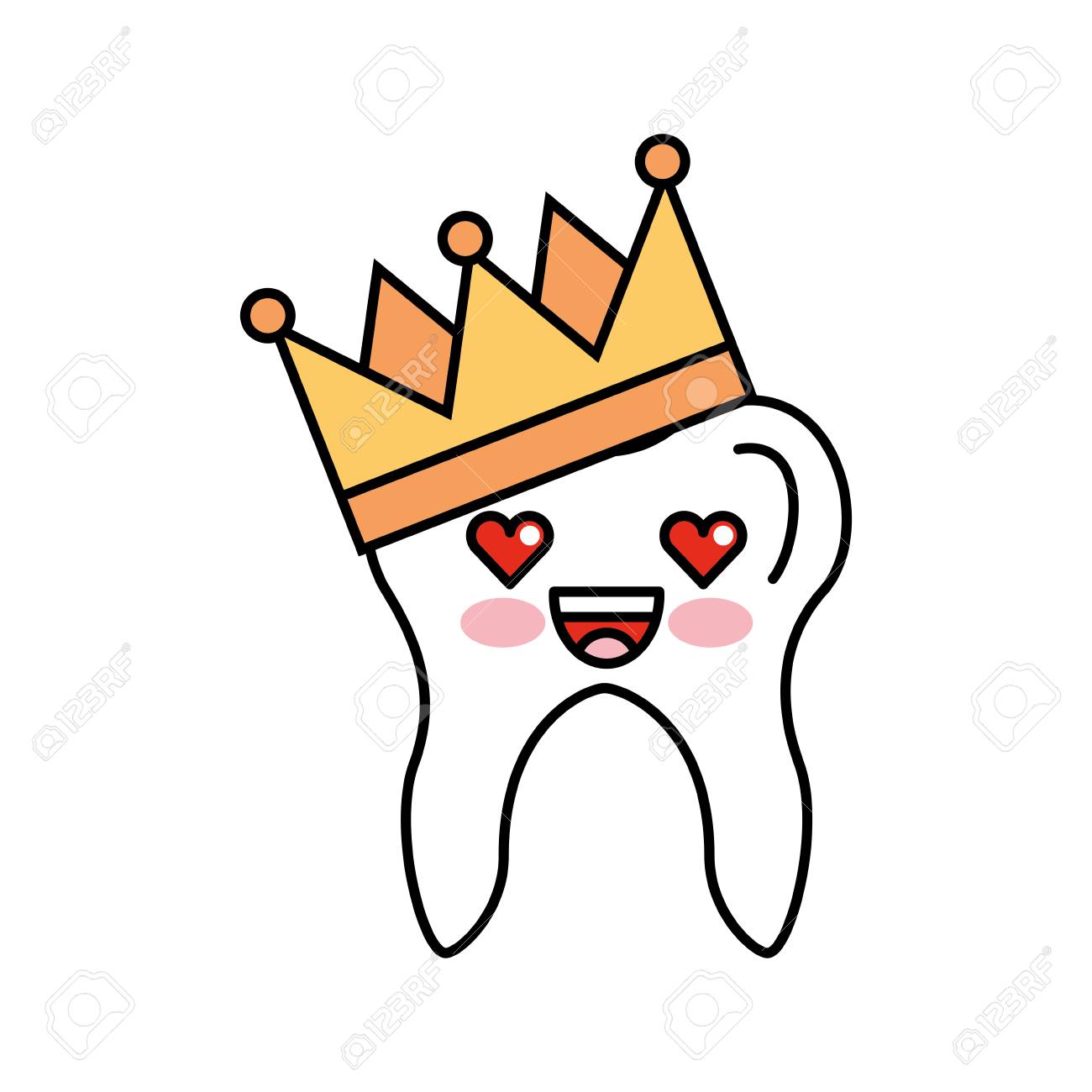 王冠かわいい文字ベクトル イラスト デザインとヒトの歯 のイラスト素材 ベクタ Image