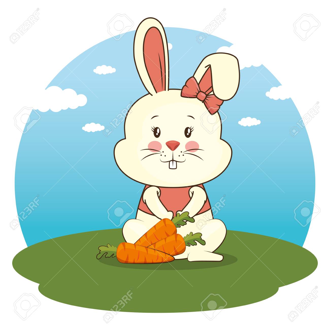 かわいい愛らしいウサギ動物漫画ベクトル イラスト グラフィック デザイン のイラスト素材 ベクタ Image