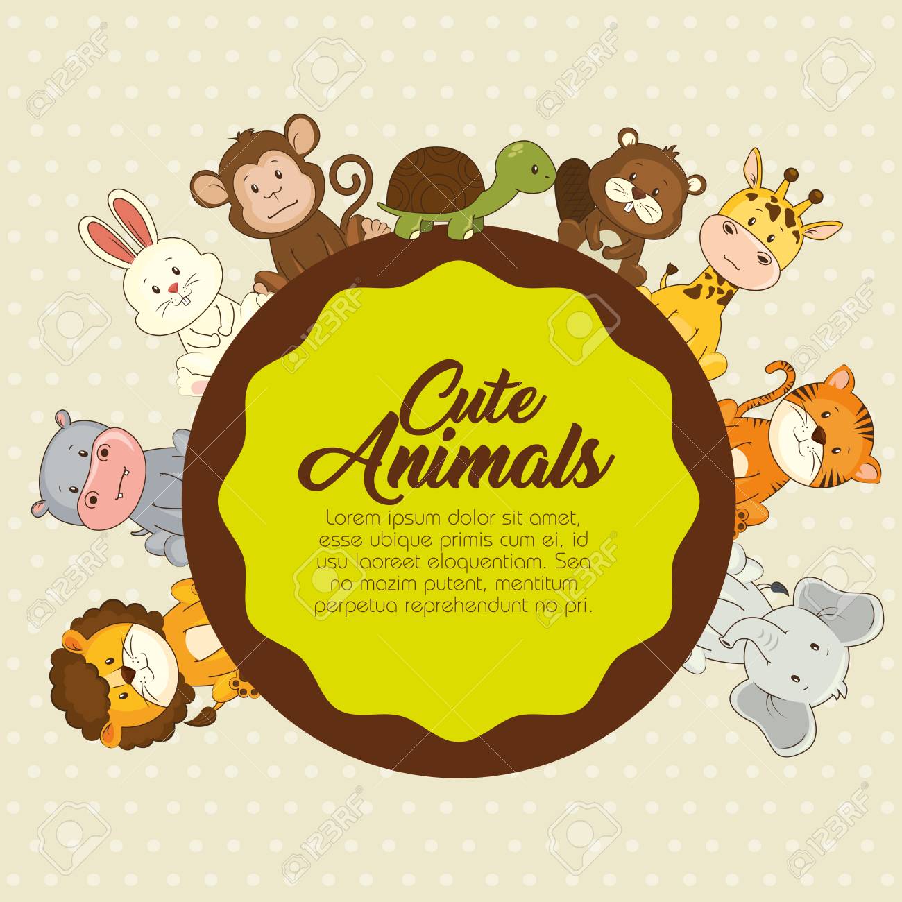 かわいい動物の赤ちゃんシャワー カード ベクトル イラスト グラフィック デザインのイラスト素材 ベクタ Image