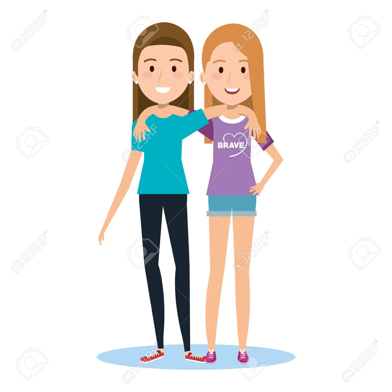 Zwei Schone Gluckliche Beste Freunde Madchen Die Vektor Illustration Umarmen Lizenzfrei Nutzbare Vektorgrafiken Clip Arts Illustrationen Image 83870741