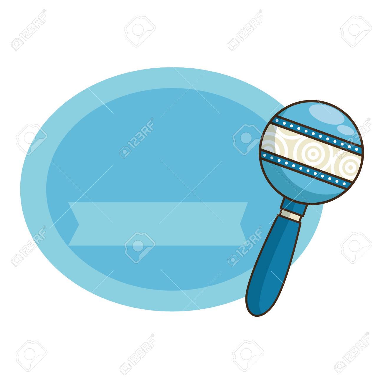 Tarjeta De Ducha De Bebe Con Icono De Cascabel Sobre Ilustracion De Diseno Colorido Blanco Ilustraciones Vectoriales Clip Art Vectorizado Libre De Derechos Image