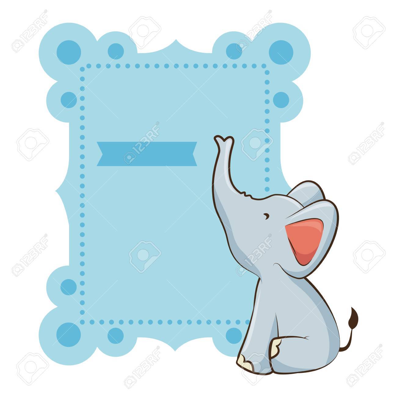 Baby Shower Card With Cute Elephant Icon Over White Background Vector  Illustration Royalty Free SVG, Cliparts, Vectors, and Stock Illustration.  Image 84219337., image size:1300x1300