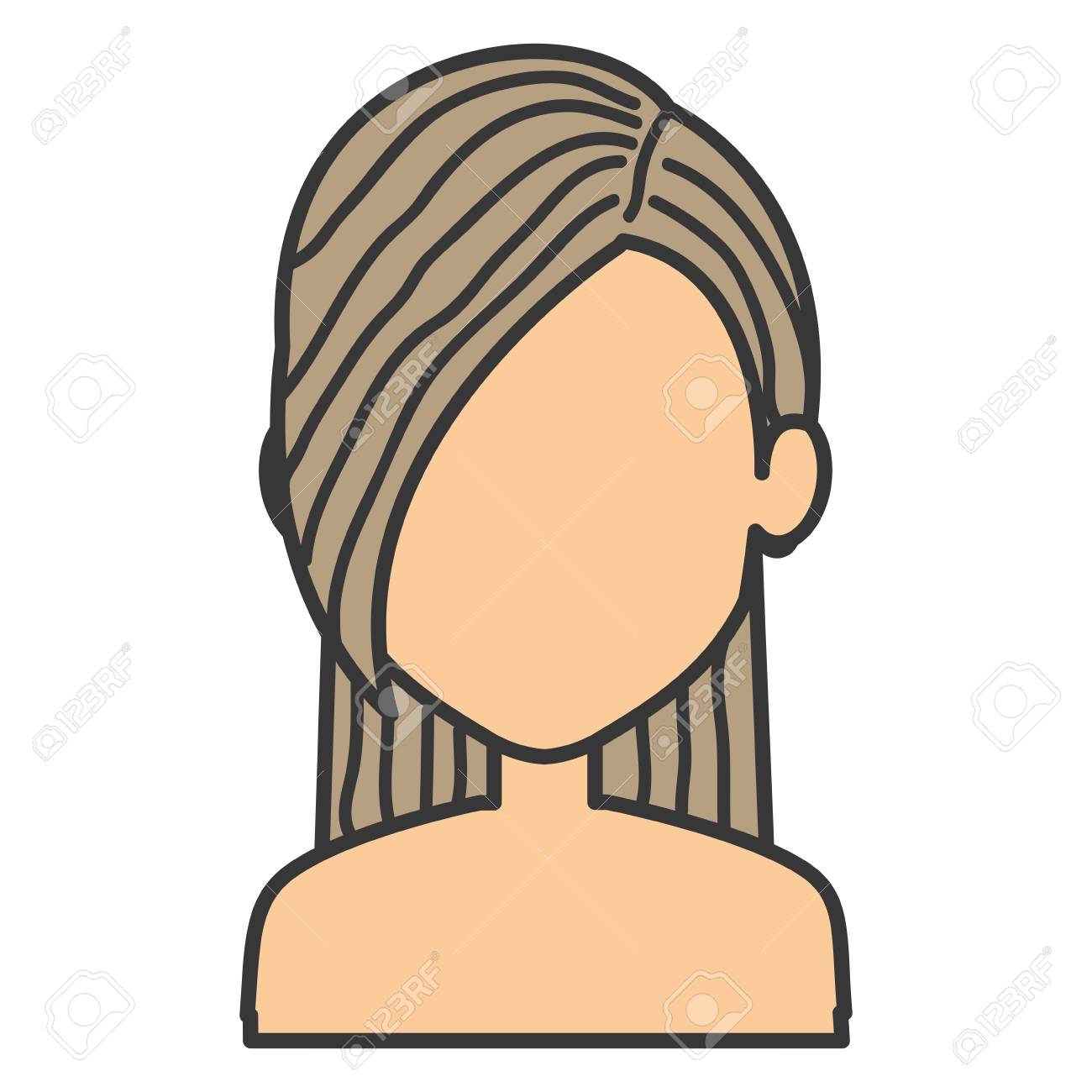 美しい女性上半身裸アバターの文字ベクトル イラスト デザイン のイラスト素材 ベクタ Image