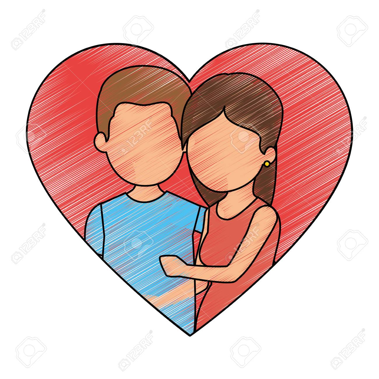 Linda Pareja De Enamorados Con Diseno De Ilustracion De Vector De