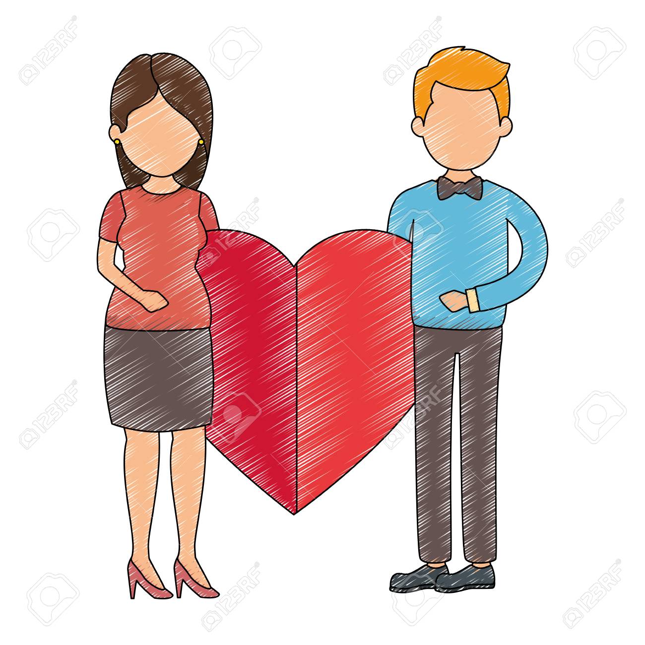 ハートベクトルイラストデザインと恋にかわいいカップル のイラスト素材 ベクタ Image