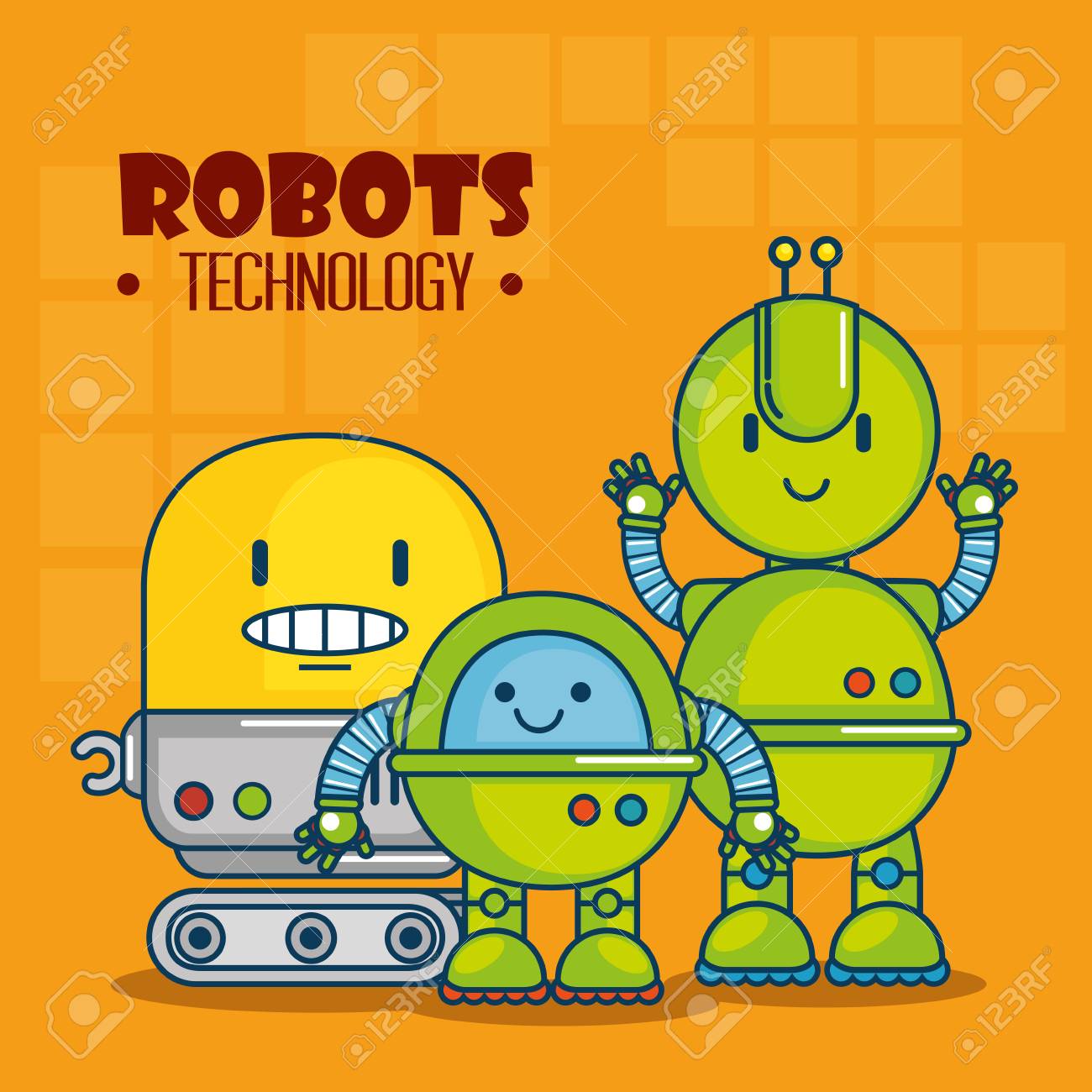 かわいい漫画のロボット技術ベクトルイラストグラフィックデザイン のイラスト素材 ベクタ Image