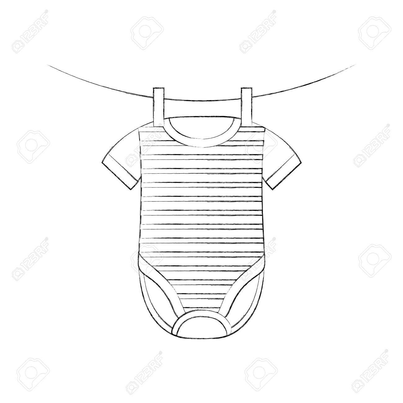Vetements De Douche De Bebe Suspendus Ligne Illustration Vectorielle De Celebration Clip Art Libres De Droits Vecteurs Et Illustration Image