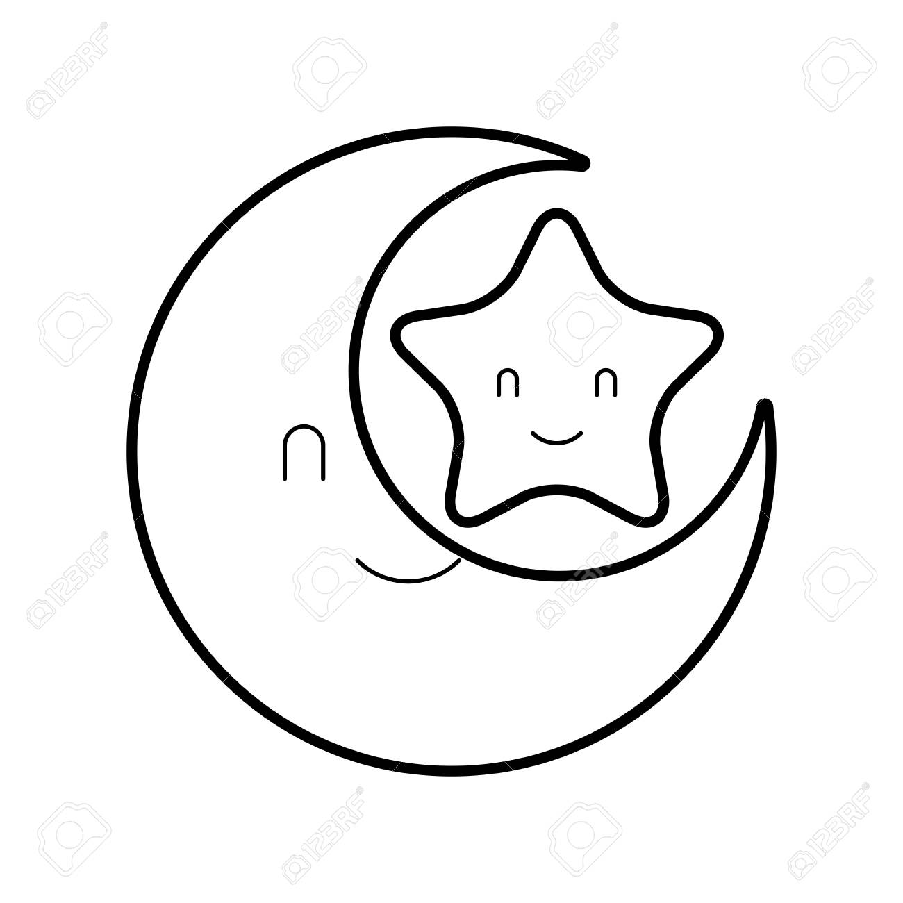 ベビーシャワーの月と星の漫画の装飾ベクトルイラストのイラスト素材 ベクタ Image