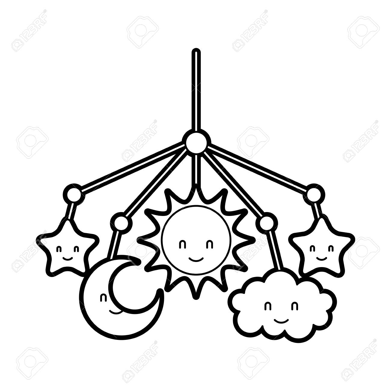 Neugeborene Spielzeug Mobile Fur Baby Dusche Einladung Vektor Illustration Lizenzfrei Nutzbare Vektorgrafiken Clip Arts Illustrationen Image