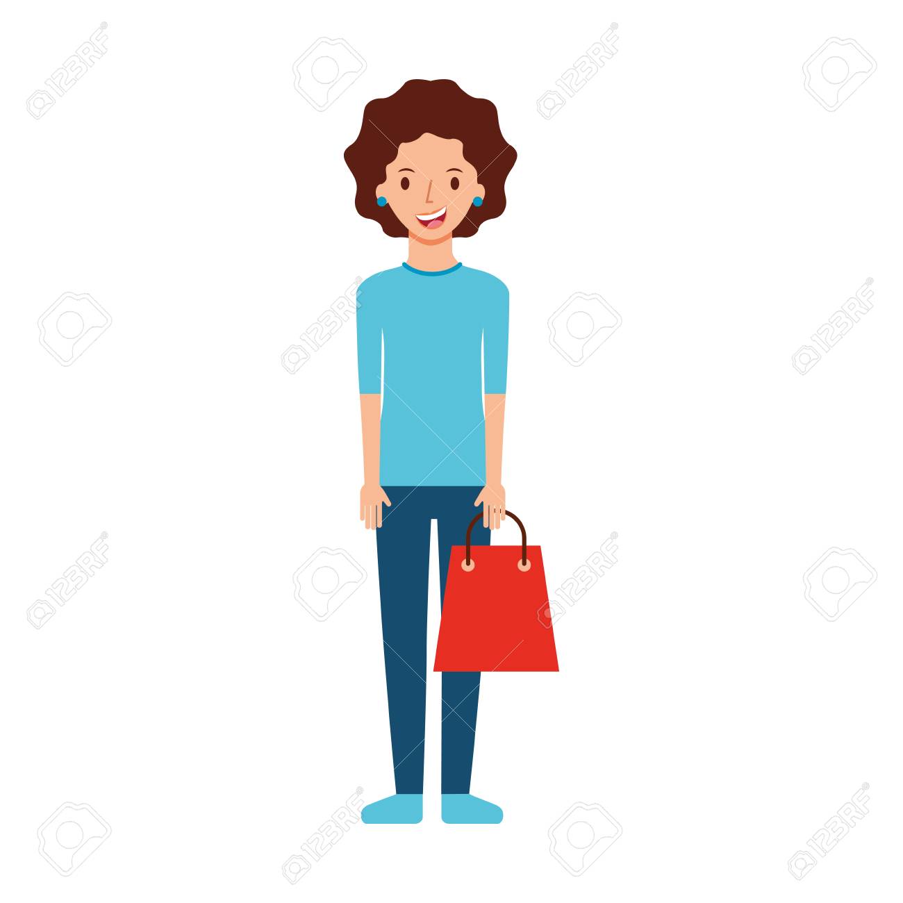 紙袋ギフトショッピングベクターイラストで幸せな若い女性のイラスト素材 ベクタ Image