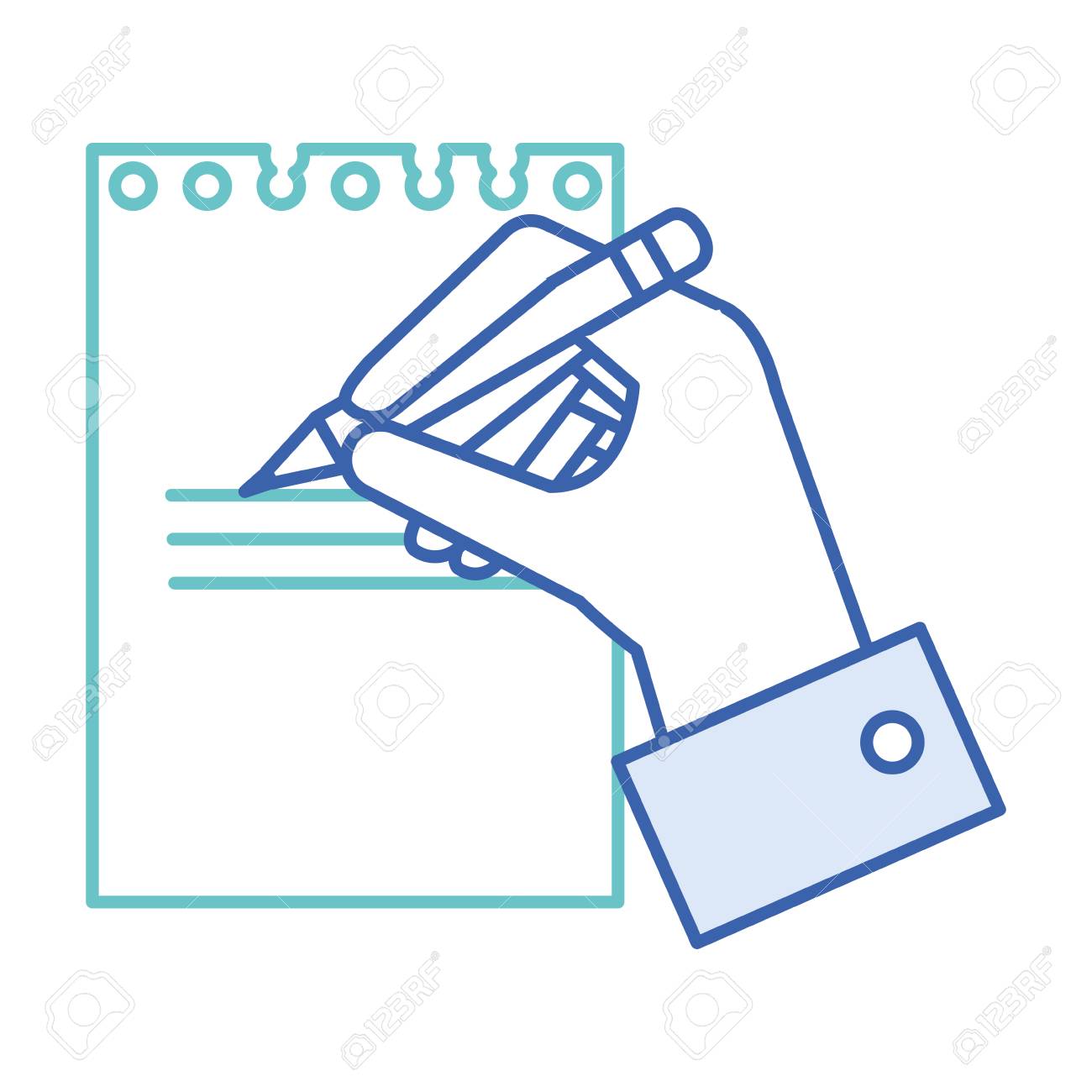 ノート ベクトル イラスト デザインで書く鉛筆と人間の手のイラスト素材 ベクタ Image