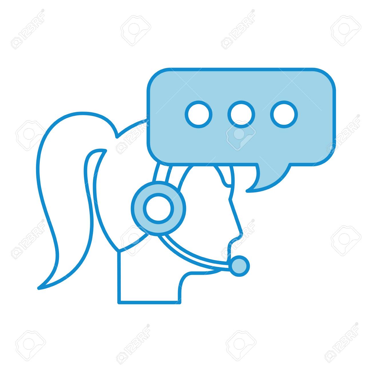 コール センター女性オペレーター顧客サポート 音声バブル ベクトル イラストのイラスト素材 ベクタ Image