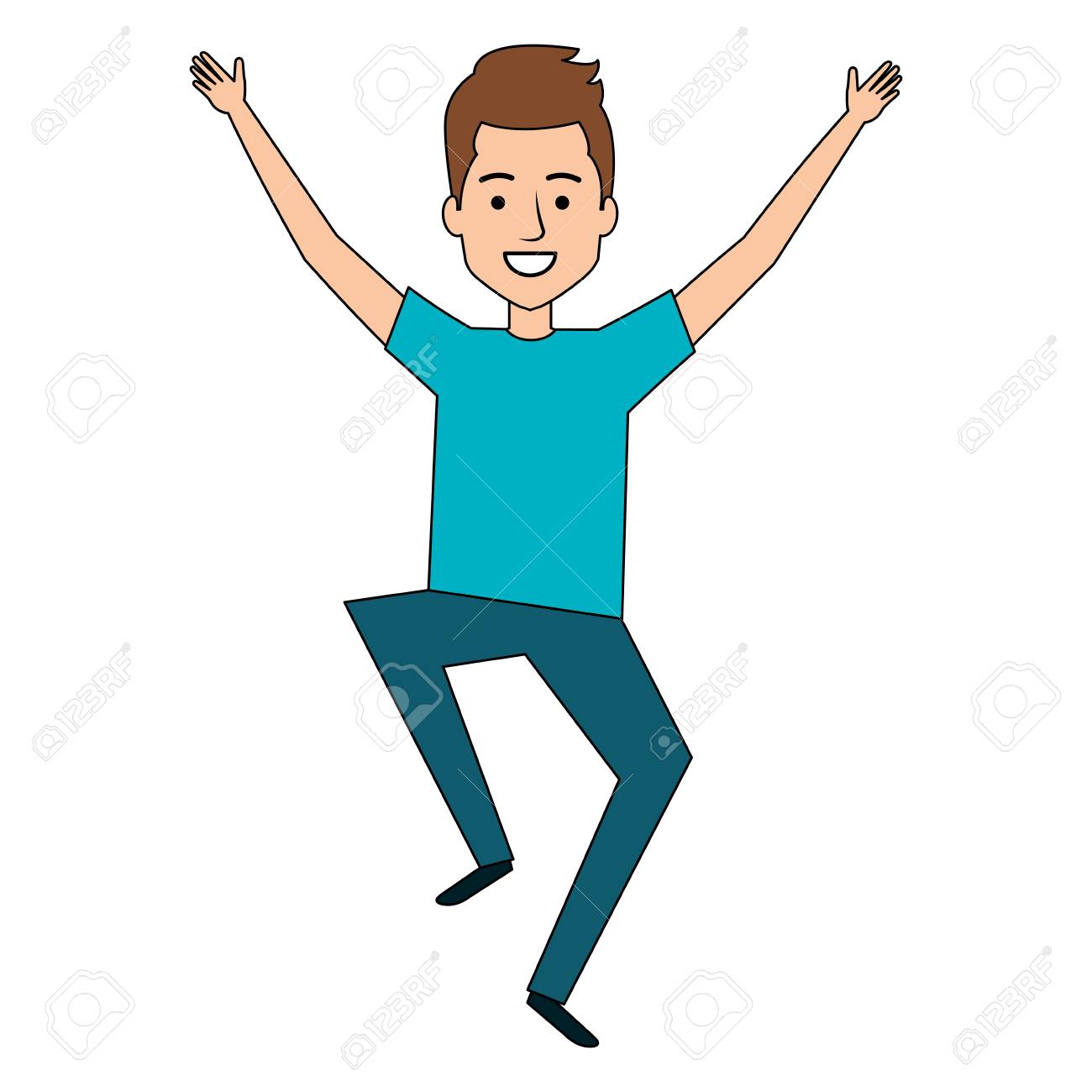 元気男アバター ベクトル イラスト デザインをジャンプ のイラスト素材 ベクタ Image