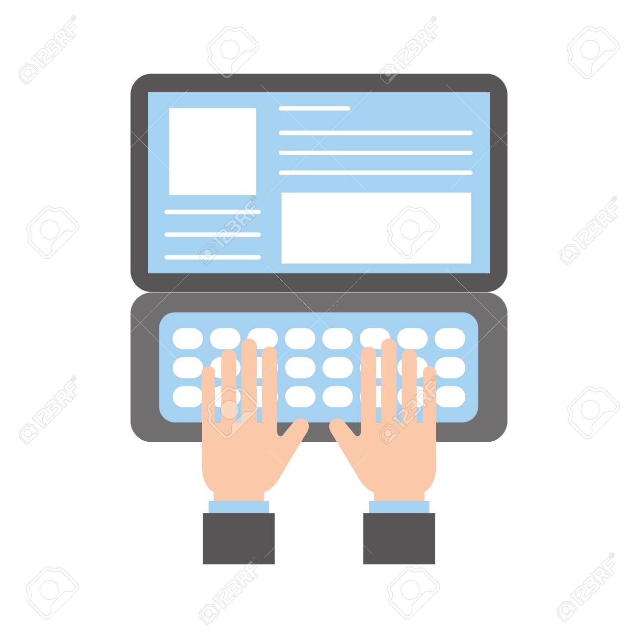 入力ノート パソコン作業ウェブサイト ベクトル イラストレーションを手します のイラスト素材 ベクタ Image