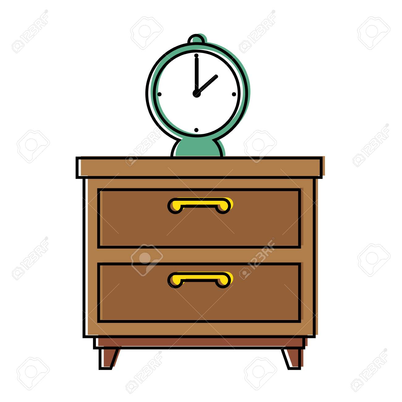 Nightstand Bedroom With Alarm Clock Vector Illustration Design Royalty Free Cliparts Vectors And Stock Illustration Image 87229954