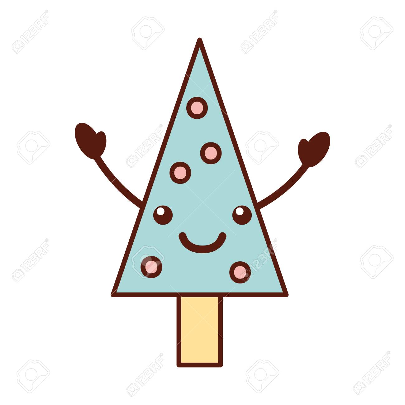 可愛いクリスマスツリーパインデコレーション祝賀パーティーベクターイラストのイラスト素材 ベクタ Image