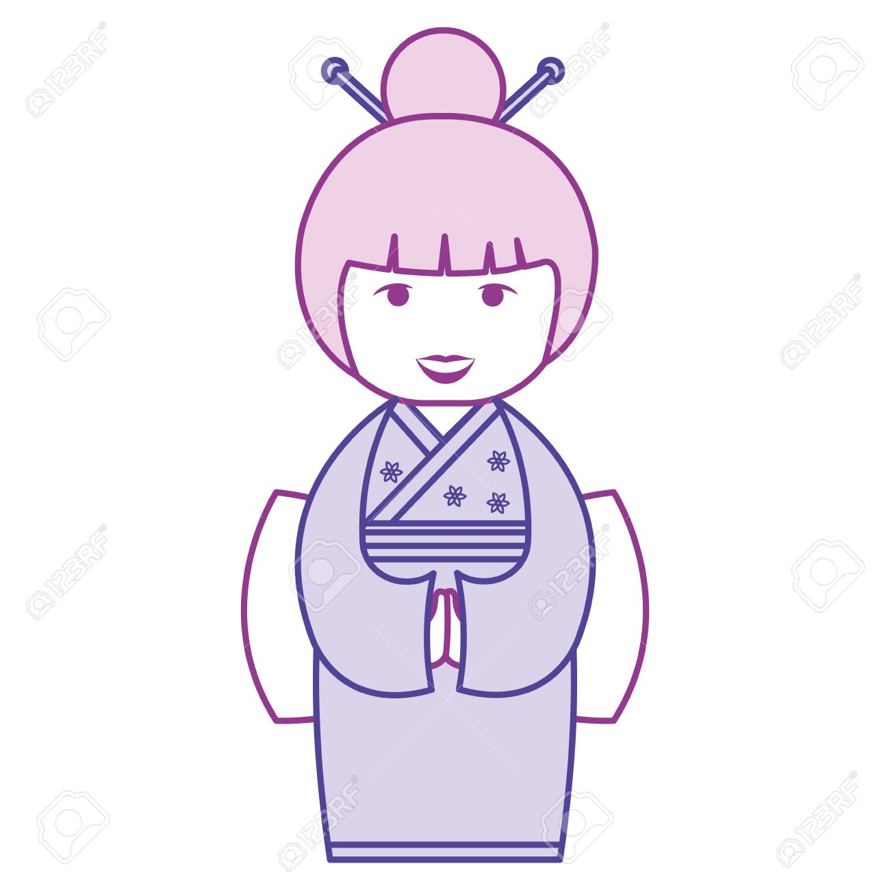 小さな日本の人形かわいい文字ベクトル イラスト デザインのイラスト素材 ベクタ Image